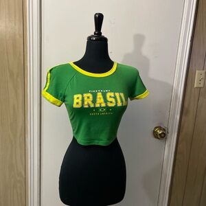 Green and Yellow Brasil Women's Crop Top